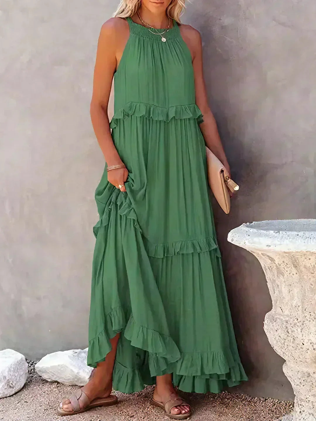 Soft Ruffle Casual Dress – Lightweight, Flowy Summer Style Perfect for Travel & Everyday Elegance