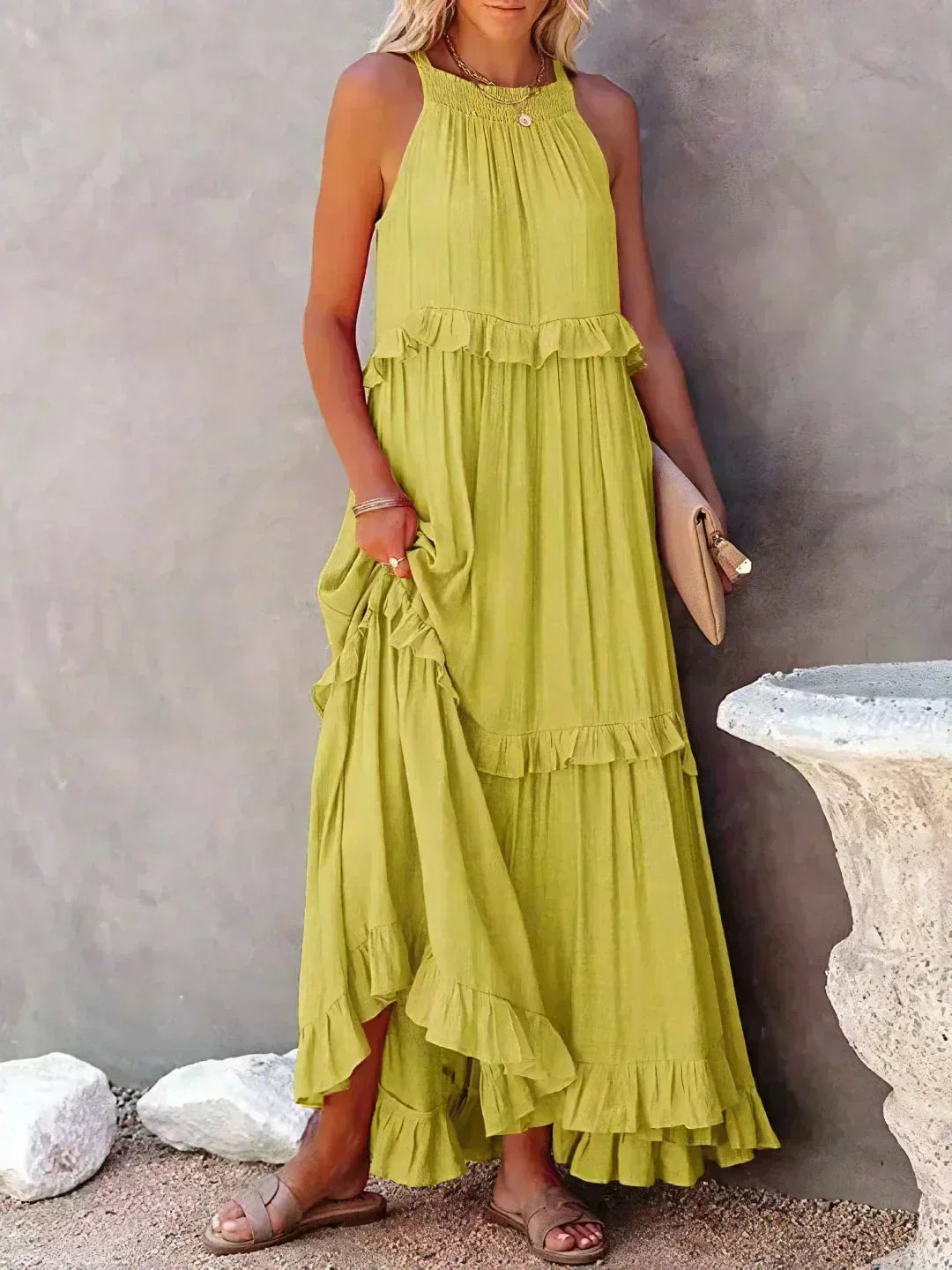 Soft Ruffle Casual Dress – Lightweight, Flowy Summer Style Perfect for Travel & Everyday Elegance