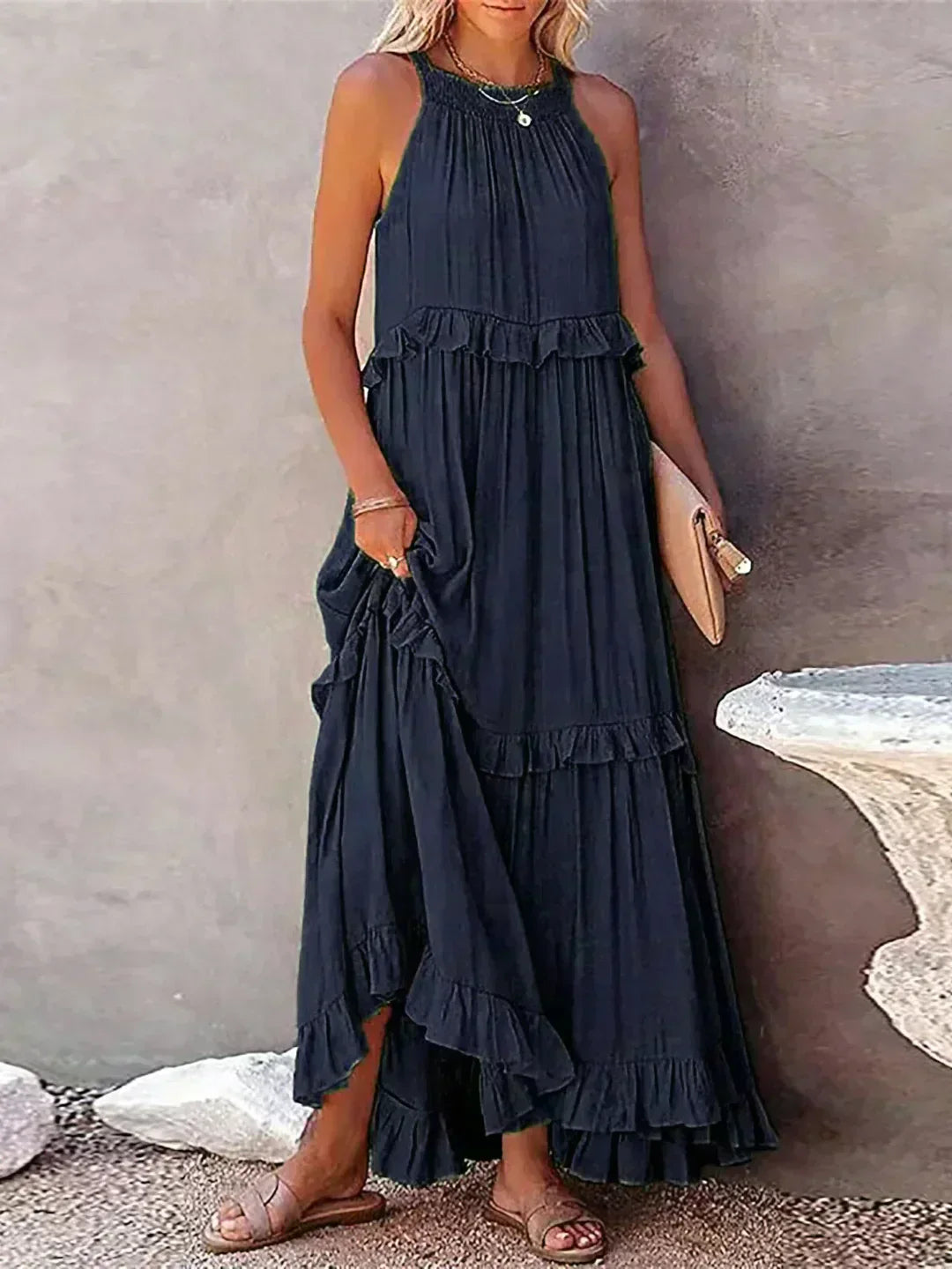 Soft Ruffle Casual Dress – Lightweight, Flowy Summer Style Perfect for Travel & Everyday Elegance