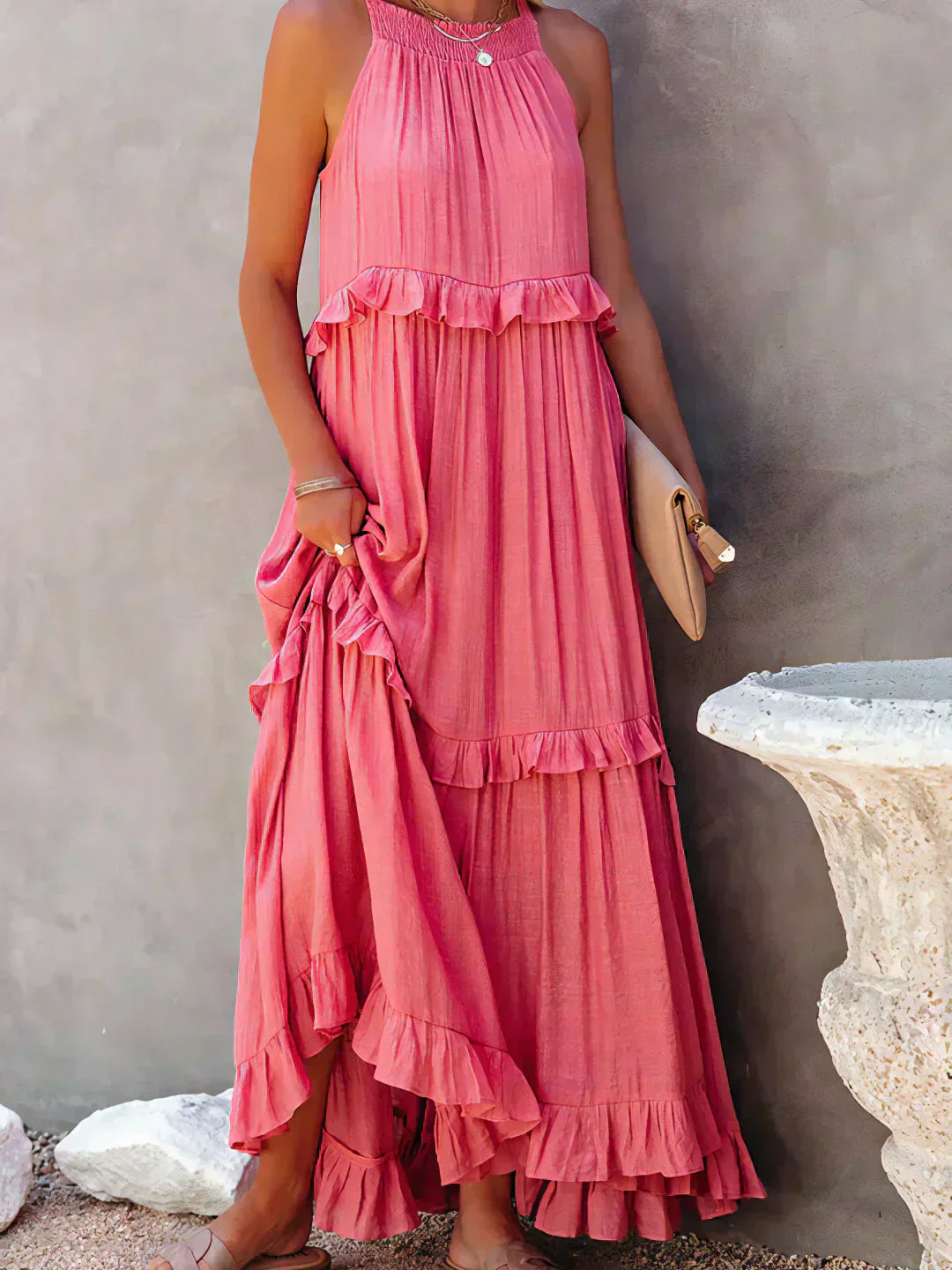 Soft Ruffle Casual Dress – Lightweight, Flowy Summer Style Perfect for Travel & Everyday Elegance