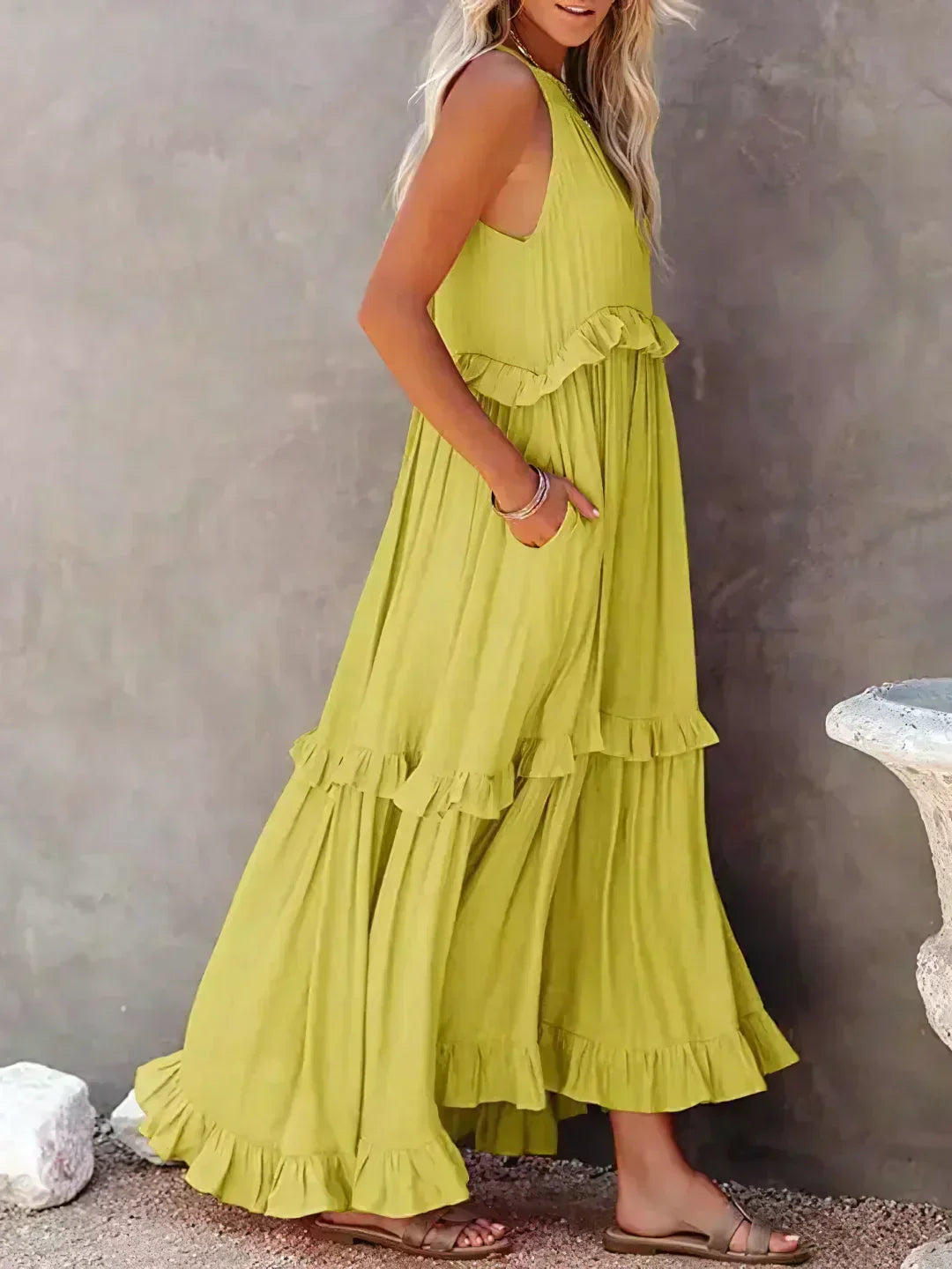 Soft Ruffle Casual Dress – Lightweight, Flowy Summer Style Perfect for Travel & Everyday Elegance