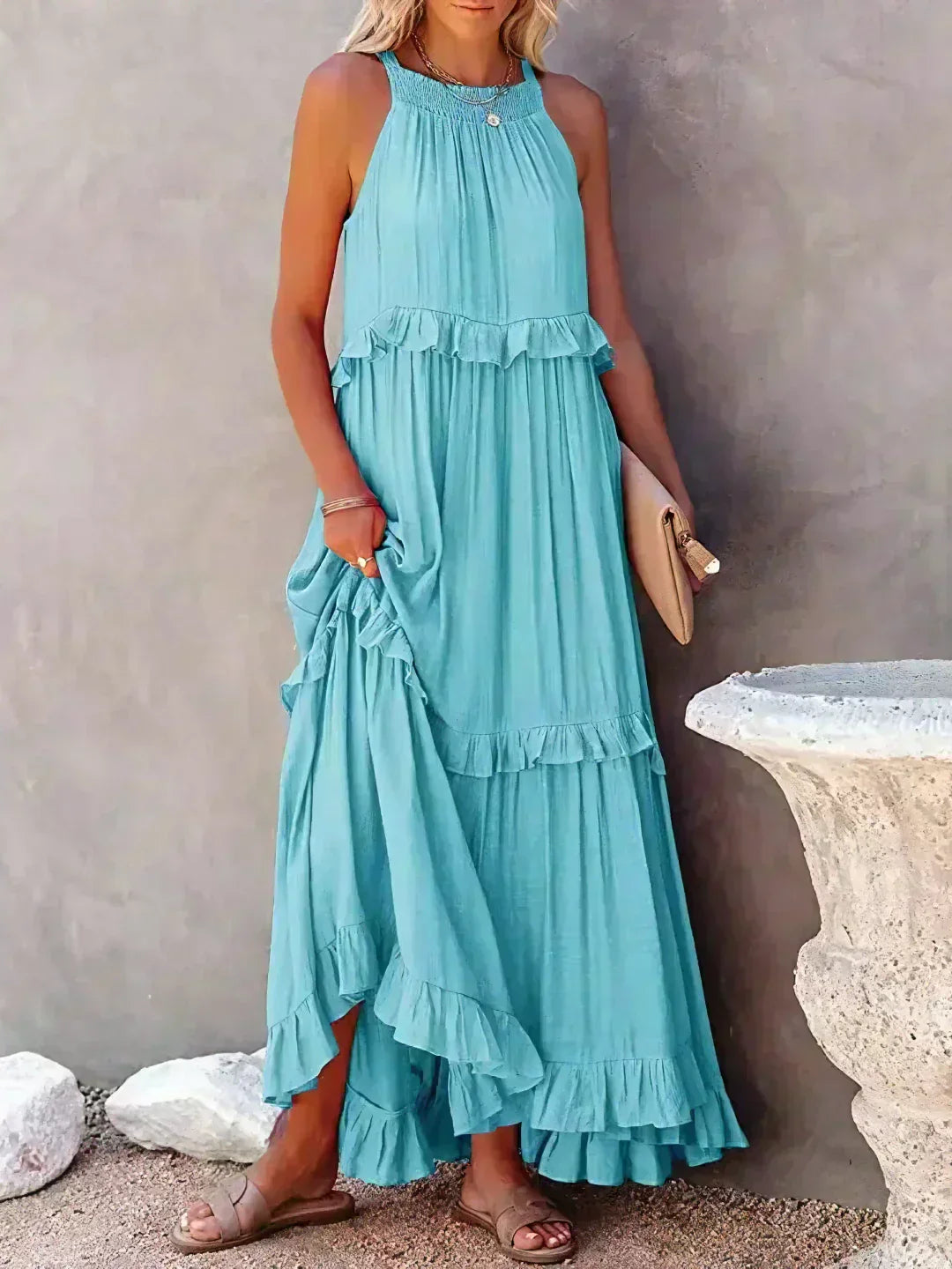 Soft Ruffle Casual Dress – Lightweight, Flowy Summer Style Perfect for Travel & Everyday Elegance