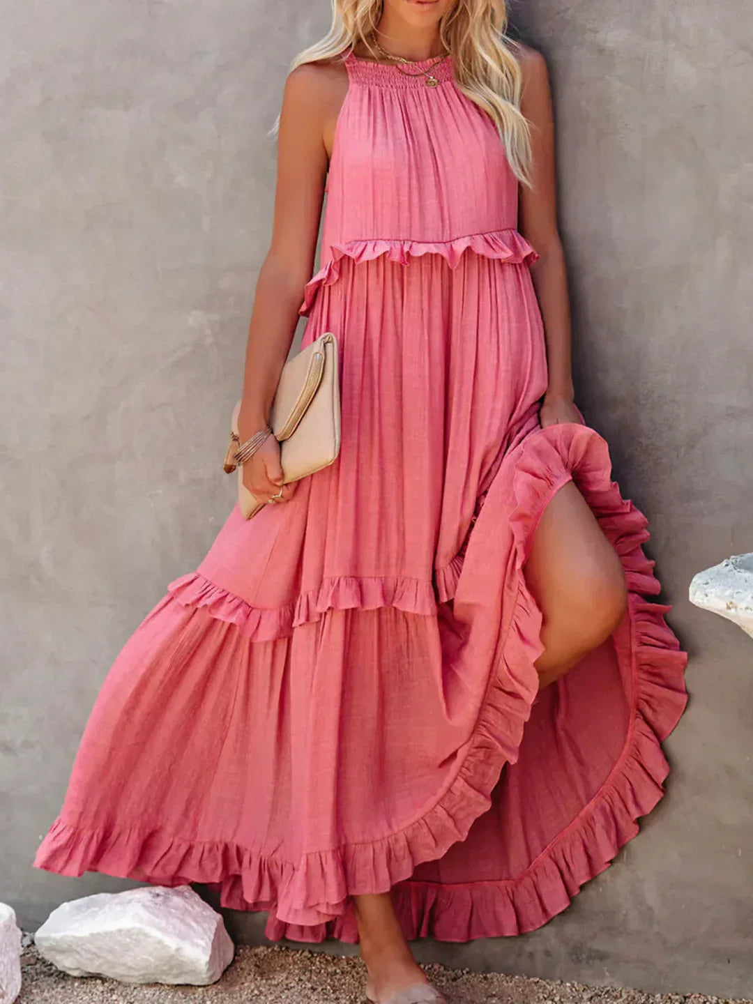 Soft Ruffle Casual Dress – Lightweight, Flowy Summer Style Perfect for Travel & Everyday Elegance