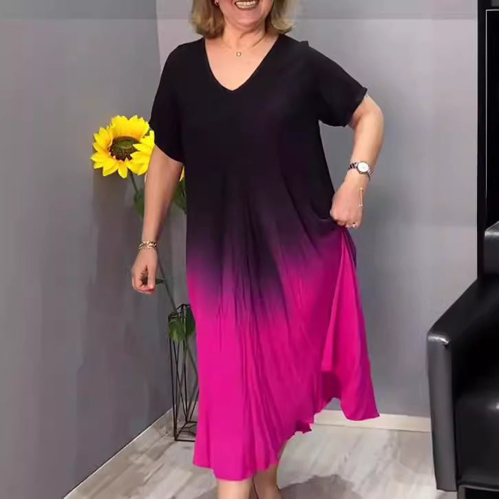 Short Sleeve V Neck Dress