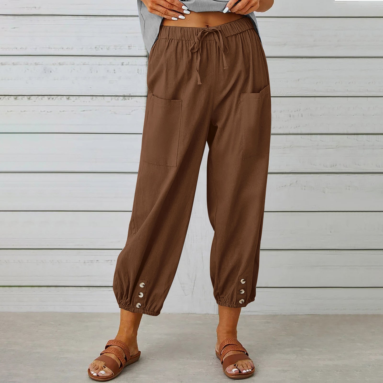 High Waist Wide Leg Cotton Pants