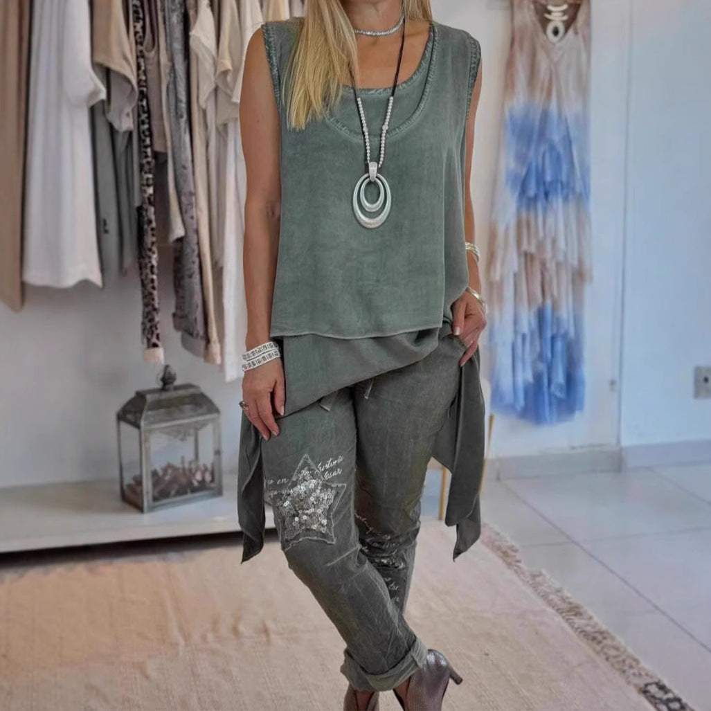 Flowy Sleeveless Tunic Top for Casual Wear