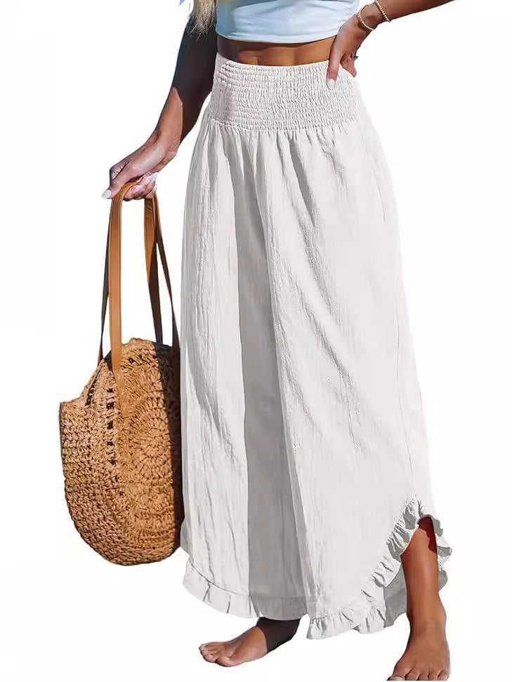 High Waist Irregular Cotton Pants