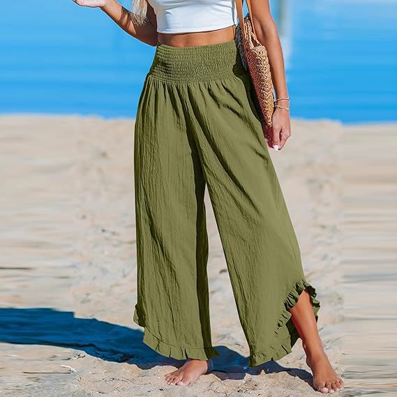 High Waist Irregular Cotton Pants