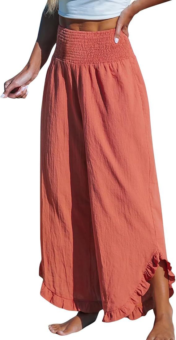High Waist Irregular Cotton Pants