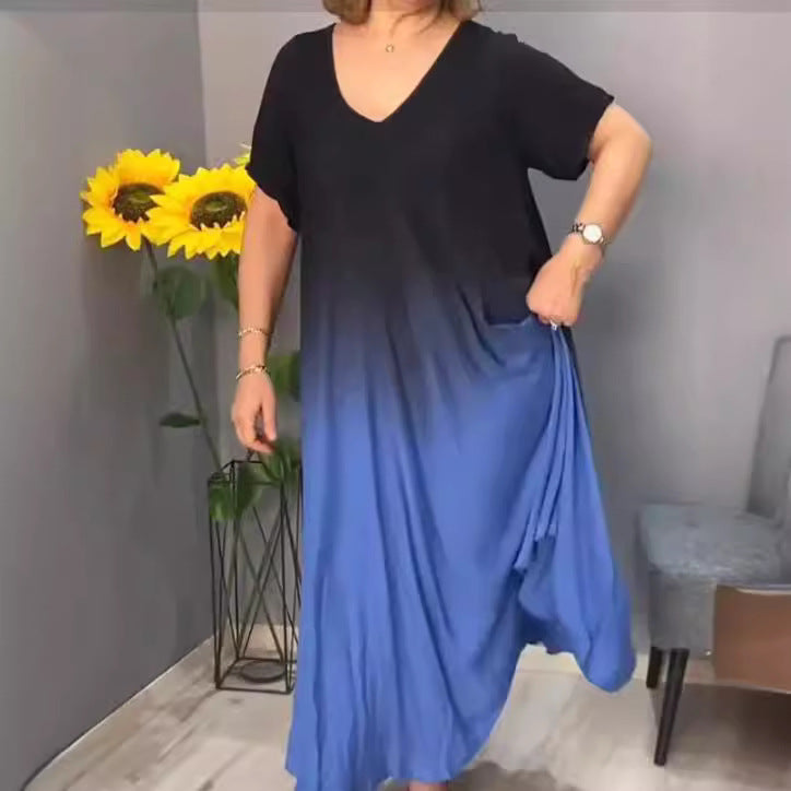 Short Sleeve V Neck Dress