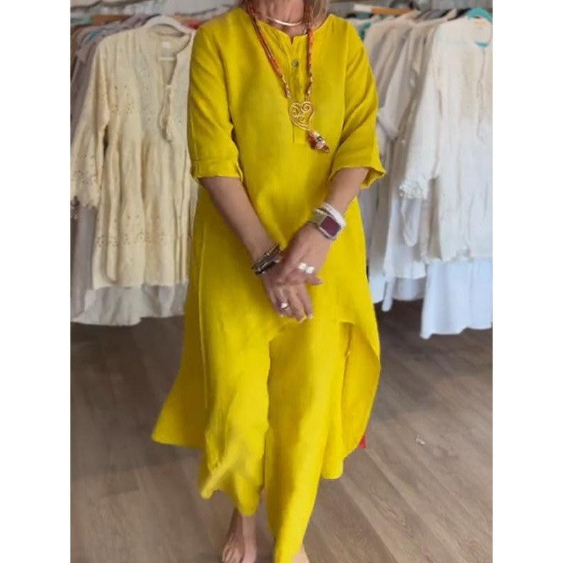 Breathable Cotton Linen Two Piece set