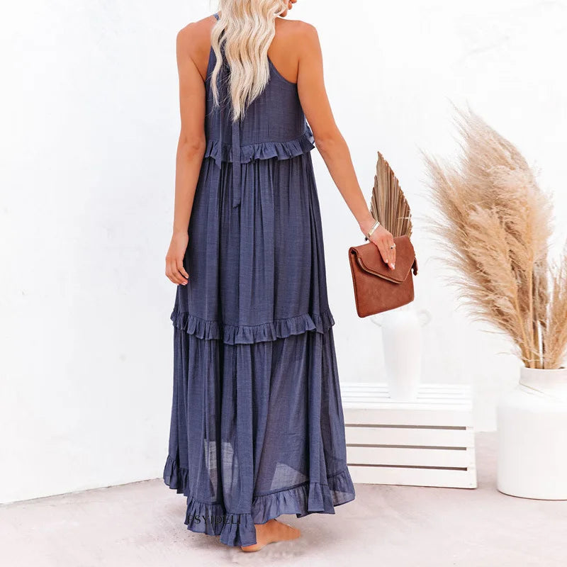Soft Ruffle Casual Dress – Lightweight, Flowy Summer Style Perfect for Travel & Everyday Elegance