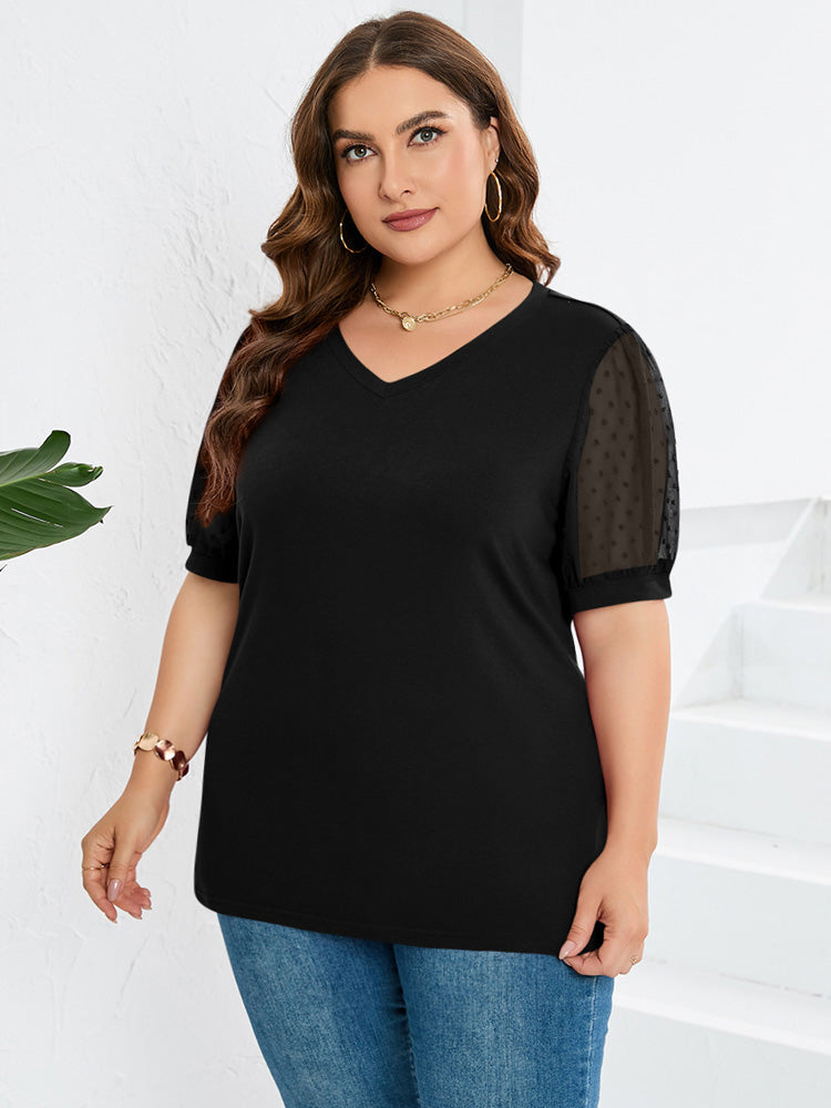 V-Neck Sleeve Belly Cover Blouse