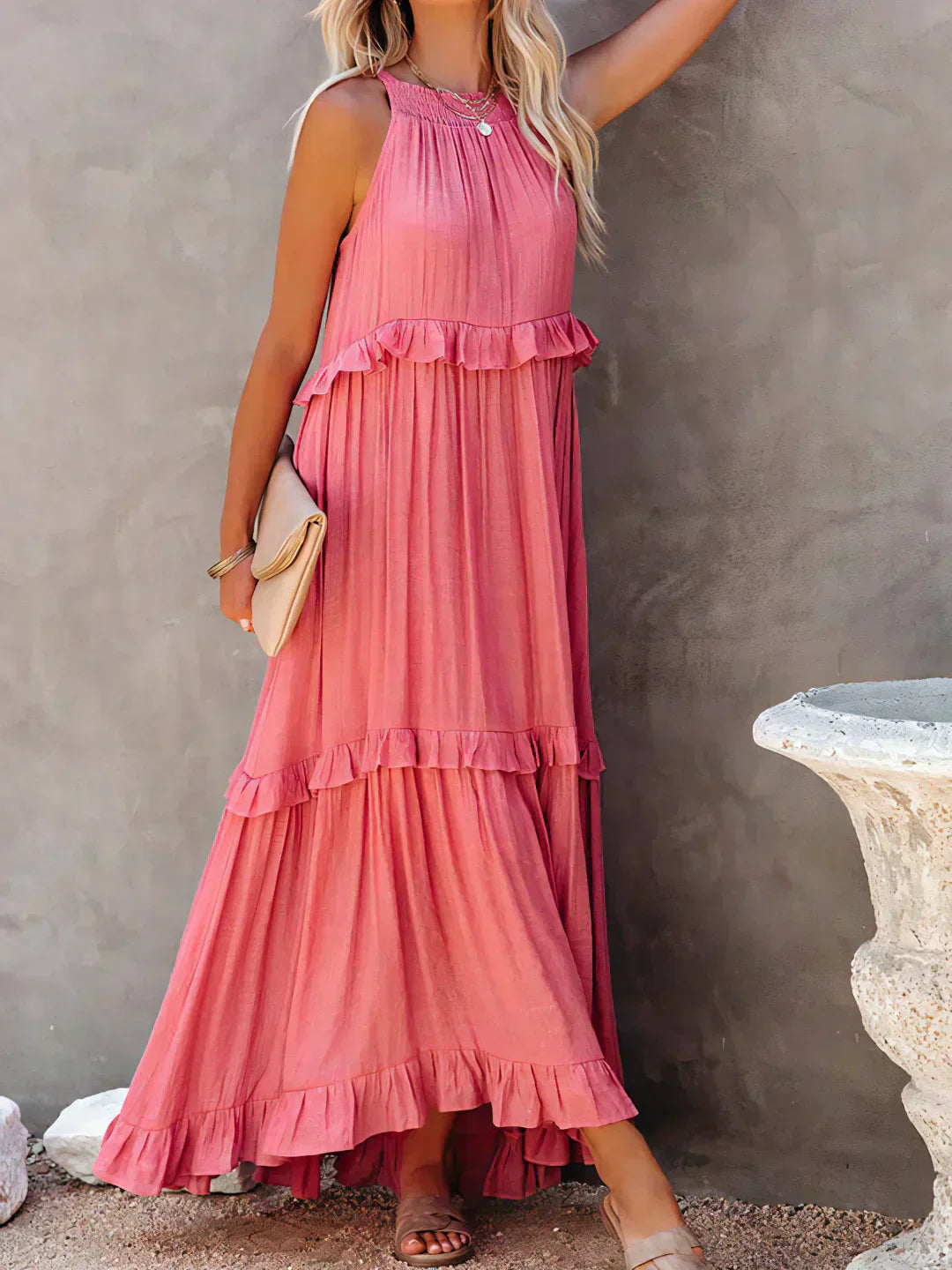 Soft Ruffle Casual Dress – Lightweight, Flowy Summer Style Perfect for Travel & Everyday Elegance