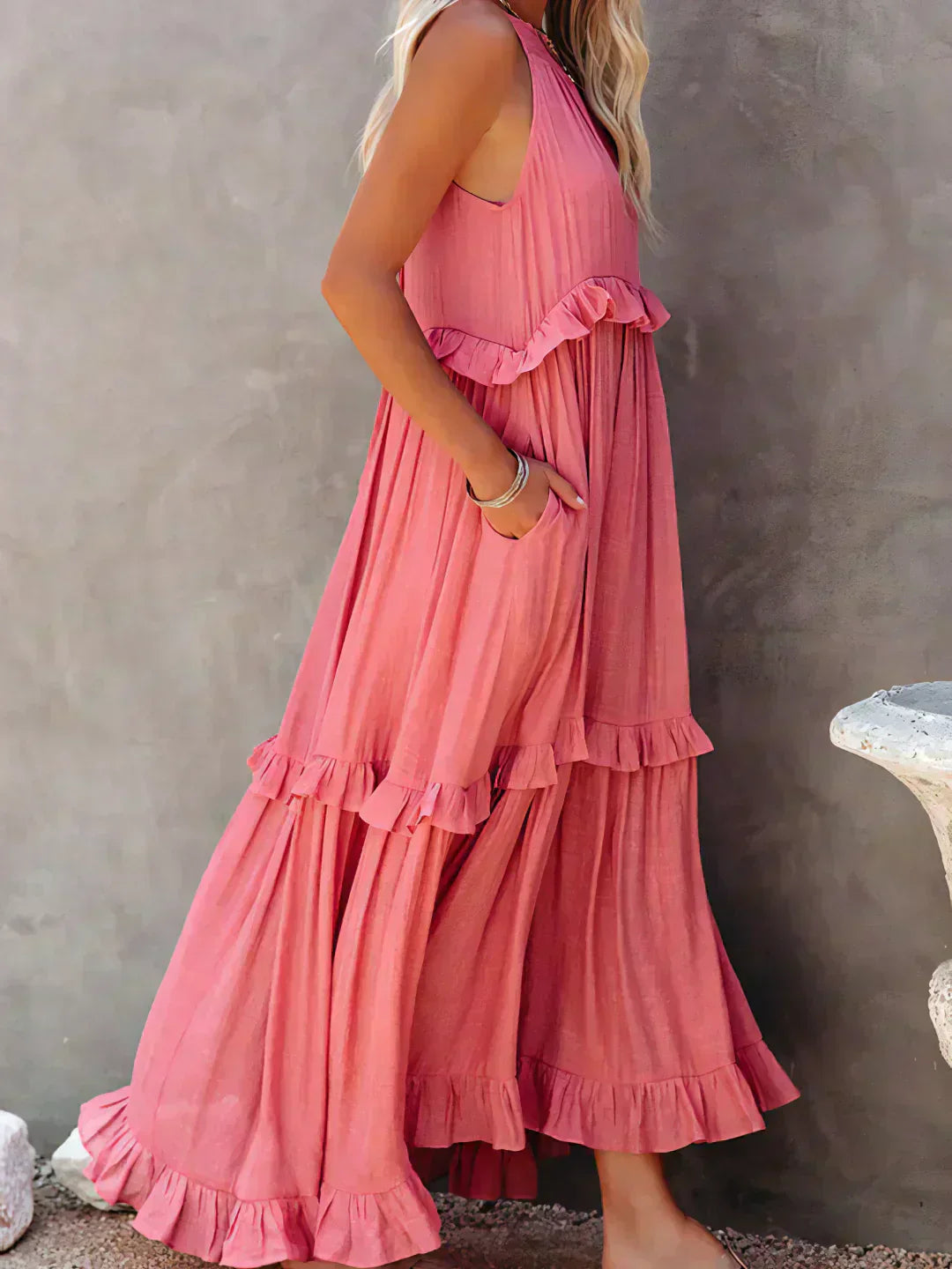 Soft Ruffle Casual Dress – Lightweight, Flowy Summer Style Perfect for Travel & Everyday Elegance