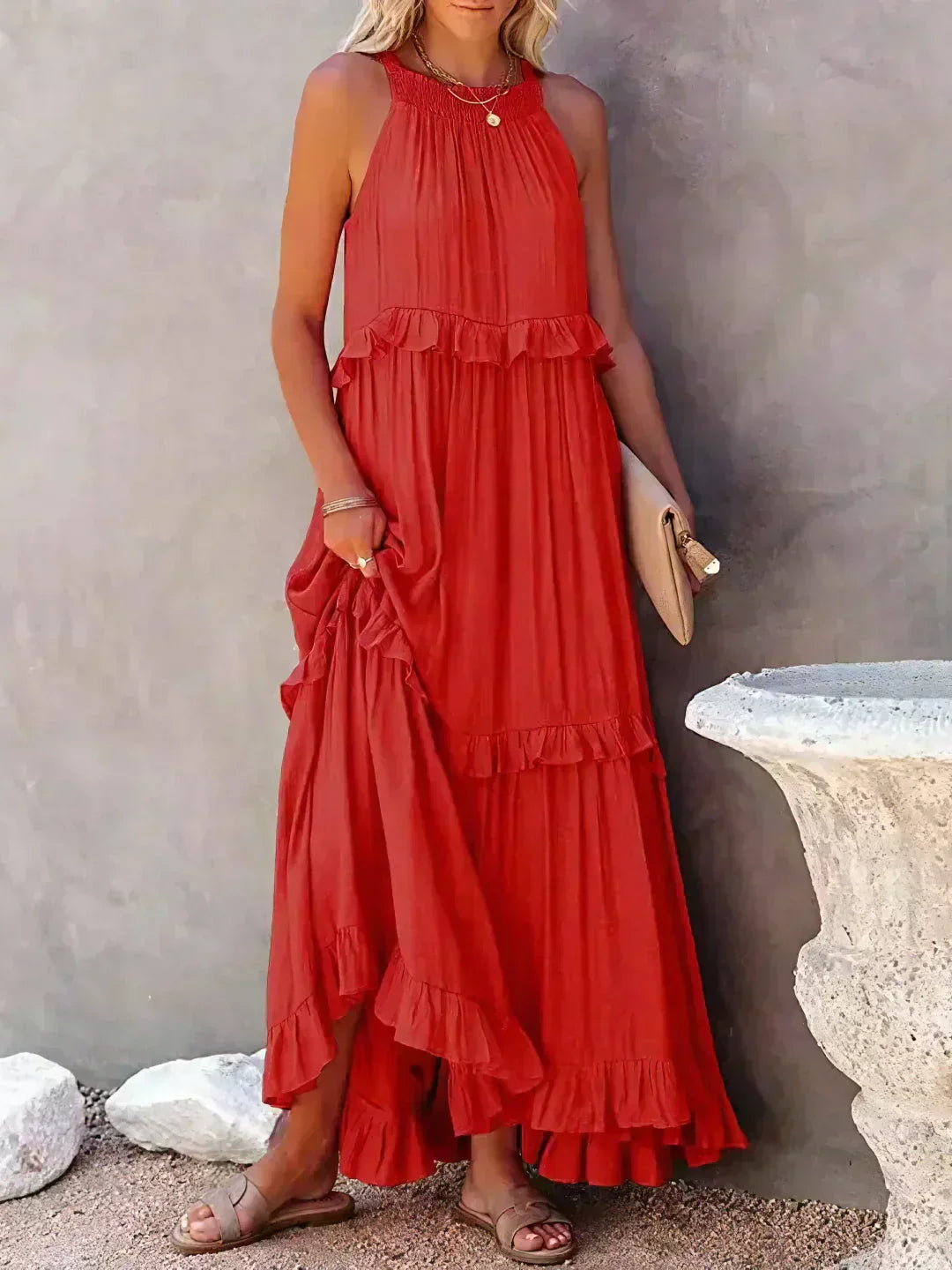 Soft Ruffle Casual Dress – Lightweight, Flowy Summer Style Perfect for Travel & Everyday Elegance