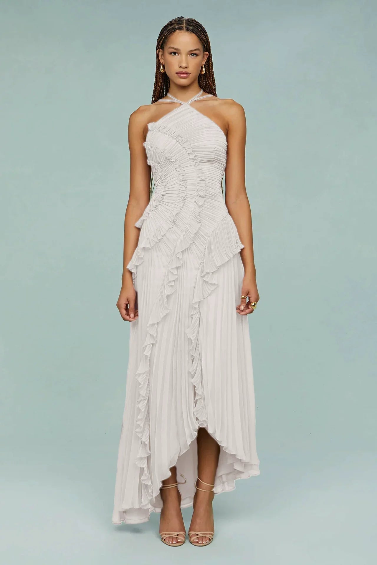 Slimming Pleated Chiffon Dress – Flowy Favorite for Coastal Getaways