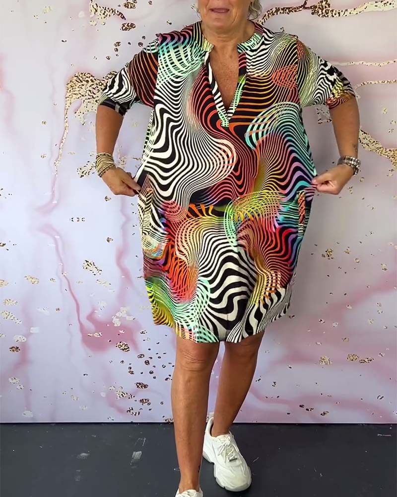 Vibrant V-Neck Flare Dress