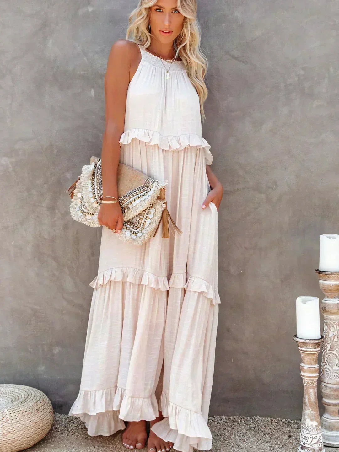 Soft Ruffle Casual Dress – Lightweight, Flowy Summer Style Perfect for Travel & Everyday Elegance