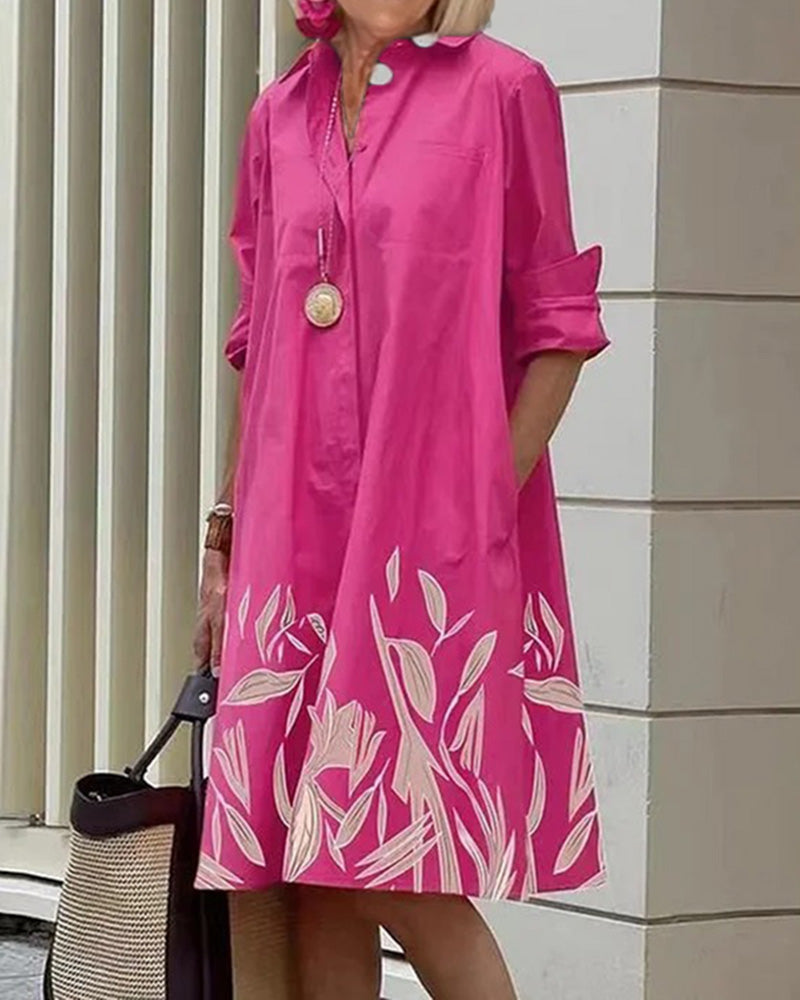 Women Long Sleeve Shirt Dress