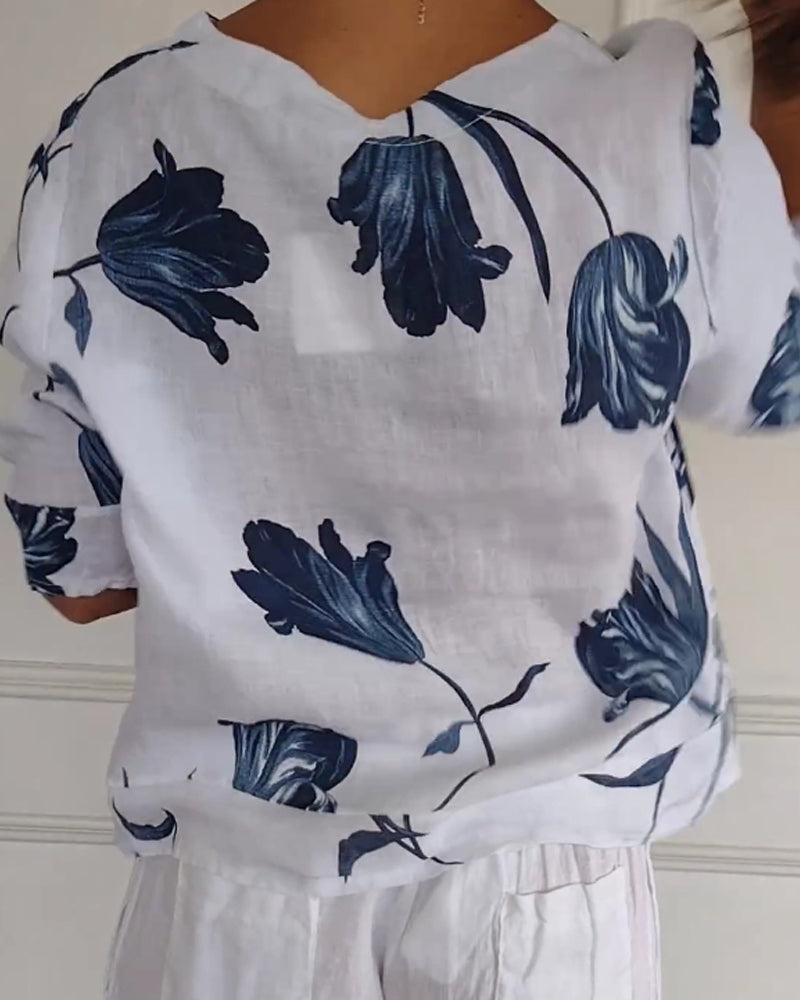 Relaxed Fit Floral Cotton Top