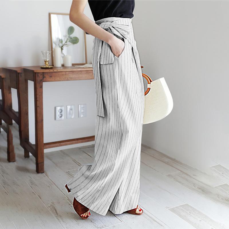 Fashion Lace-Up Striped Pants