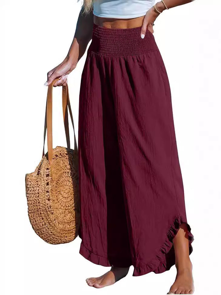 High Waist Irregular Cotton Pants