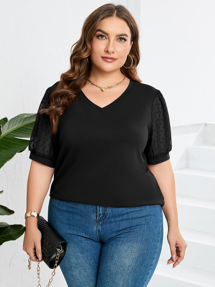 V-Neck Sleeve Belly Cover Blouse