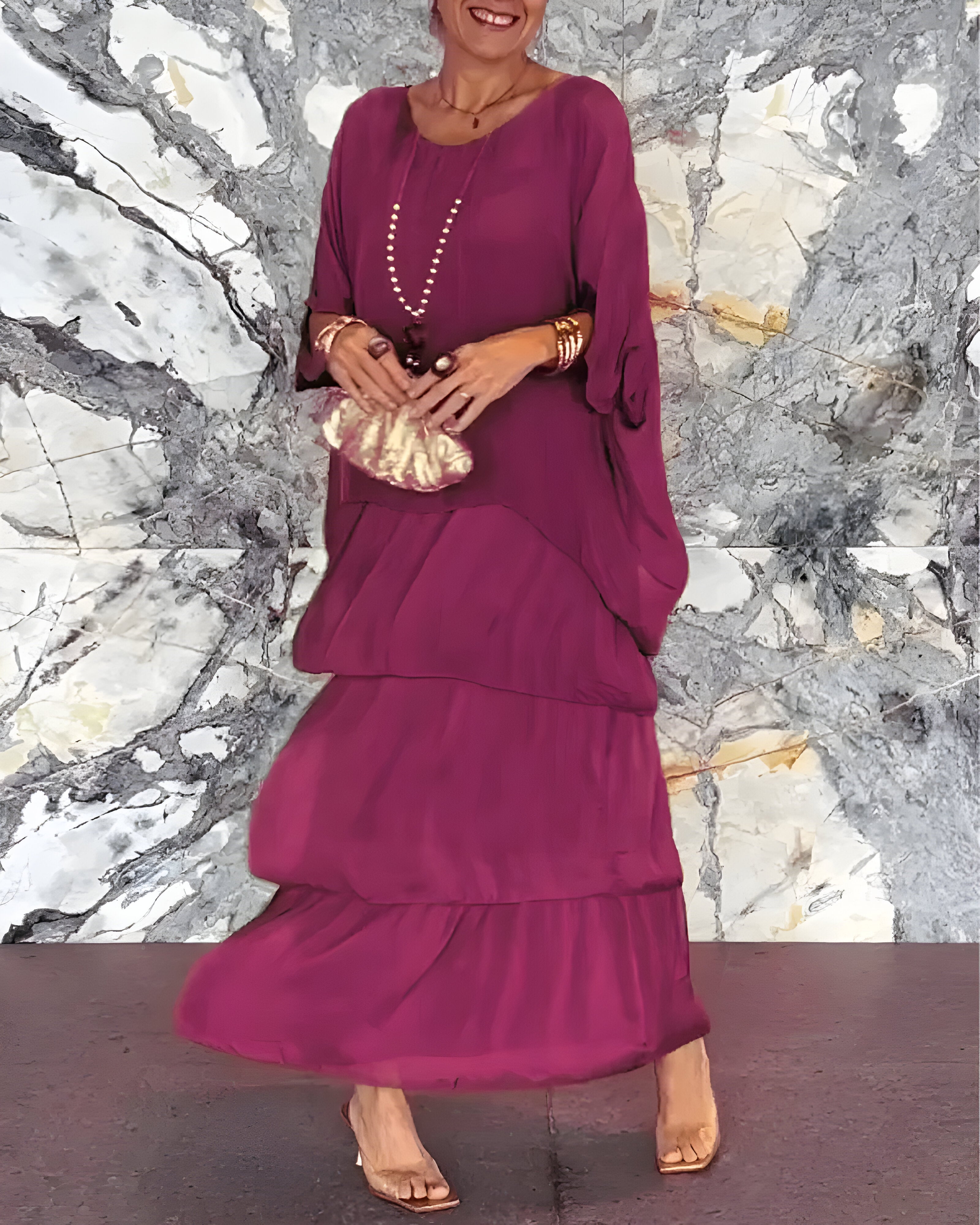 Chic Luna Dress with Soft Layered Skirt