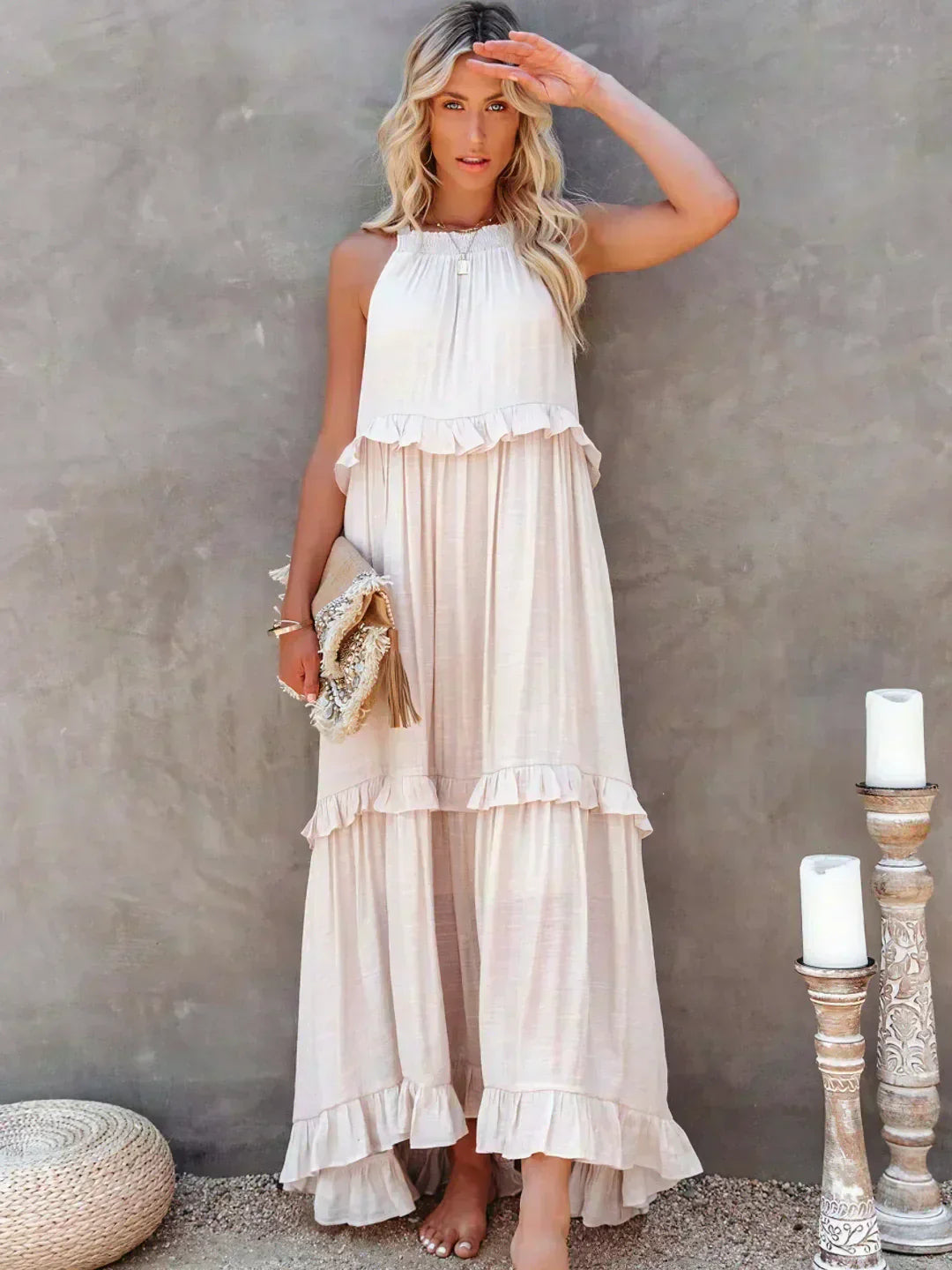 Soft Ruffle Casual Dress – Lightweight, Flowy Summer Style Perfect for Travel & Everyday Elegance