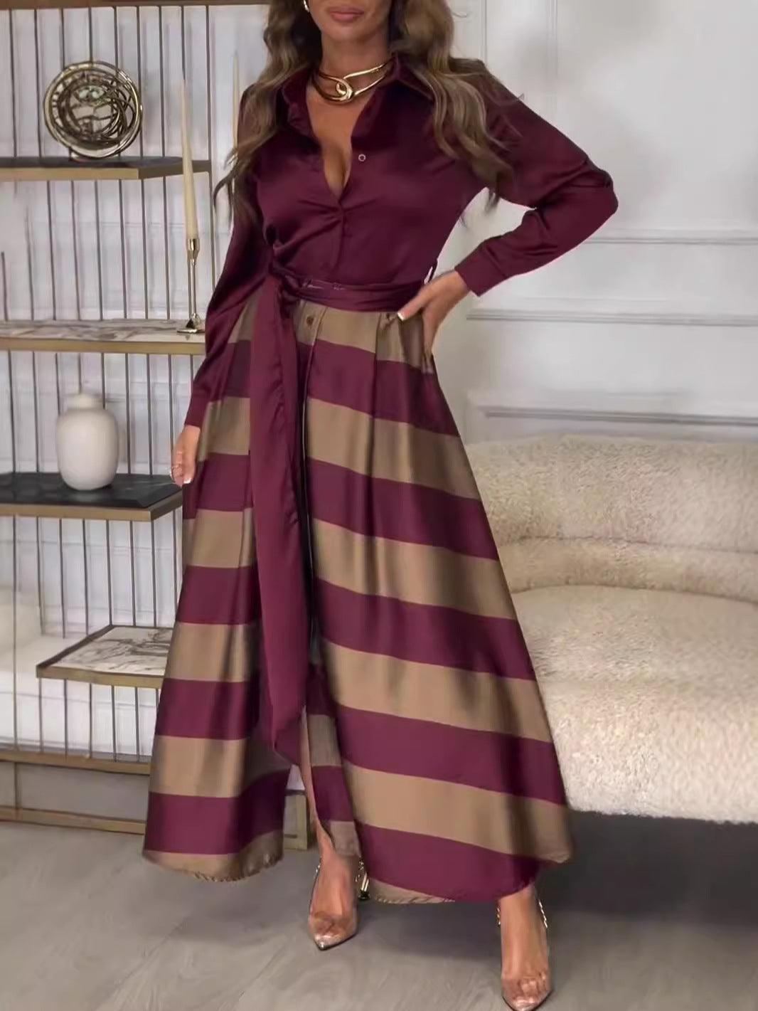 Casual Striped Sleeveless Maxi Dress